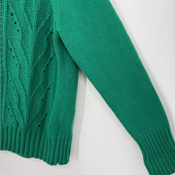 J.Crew Factory lambswool-blend cable-knit sweater in green. M - Picture 2 of 12